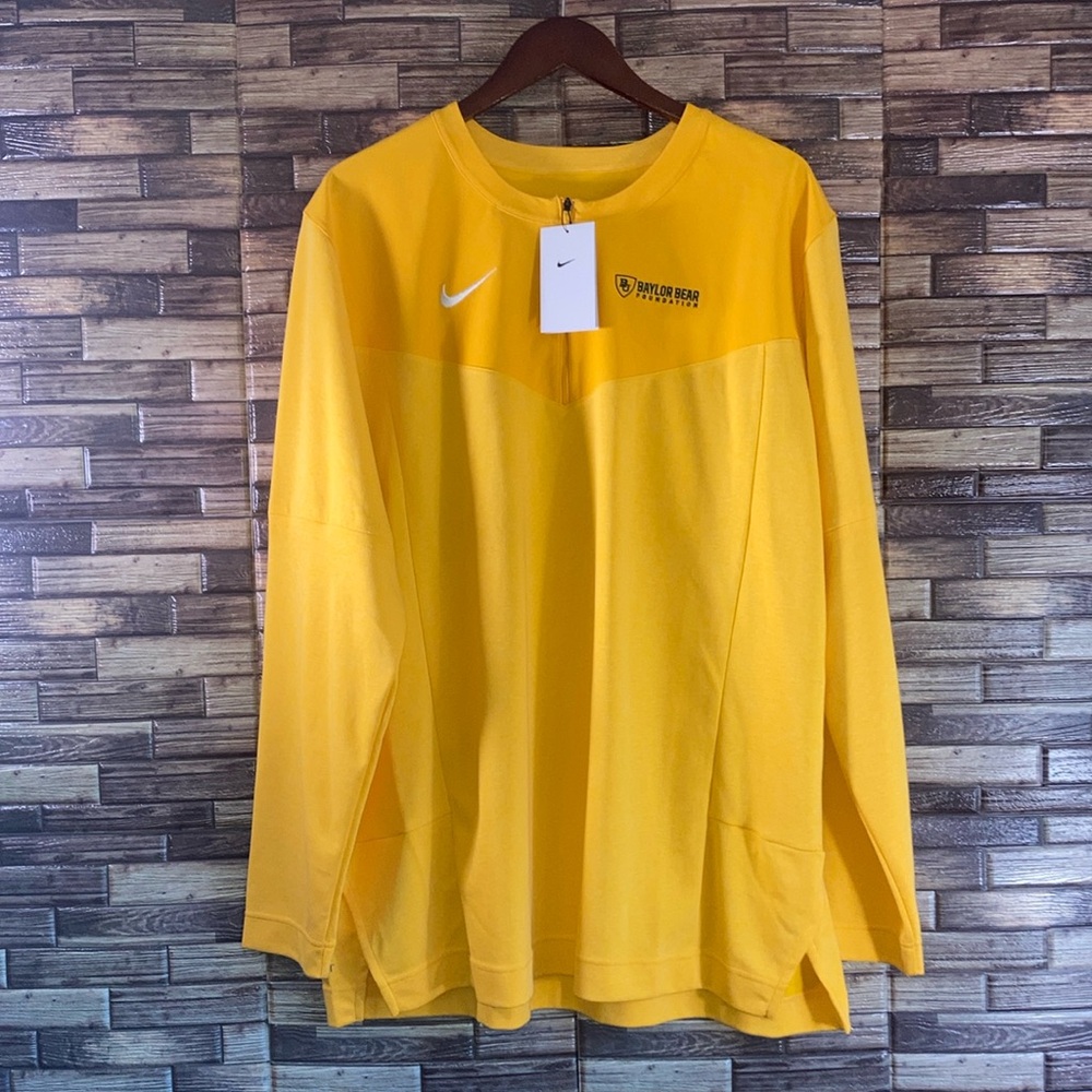 NWT Mens Gold Baylor Foundation XXL Nike Dri Fit LongSleeve Pullover